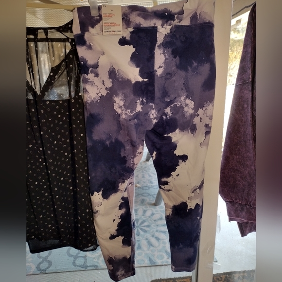 #0361 XL (Tag 1X runs small) NWT TOMMY HILFIGER Blue/Wht Tie Dye Jersey Leggings - Picture 6 of 16